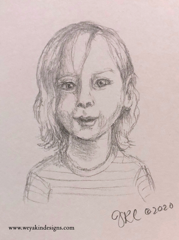 A pencil sketch of my two-year-old son.