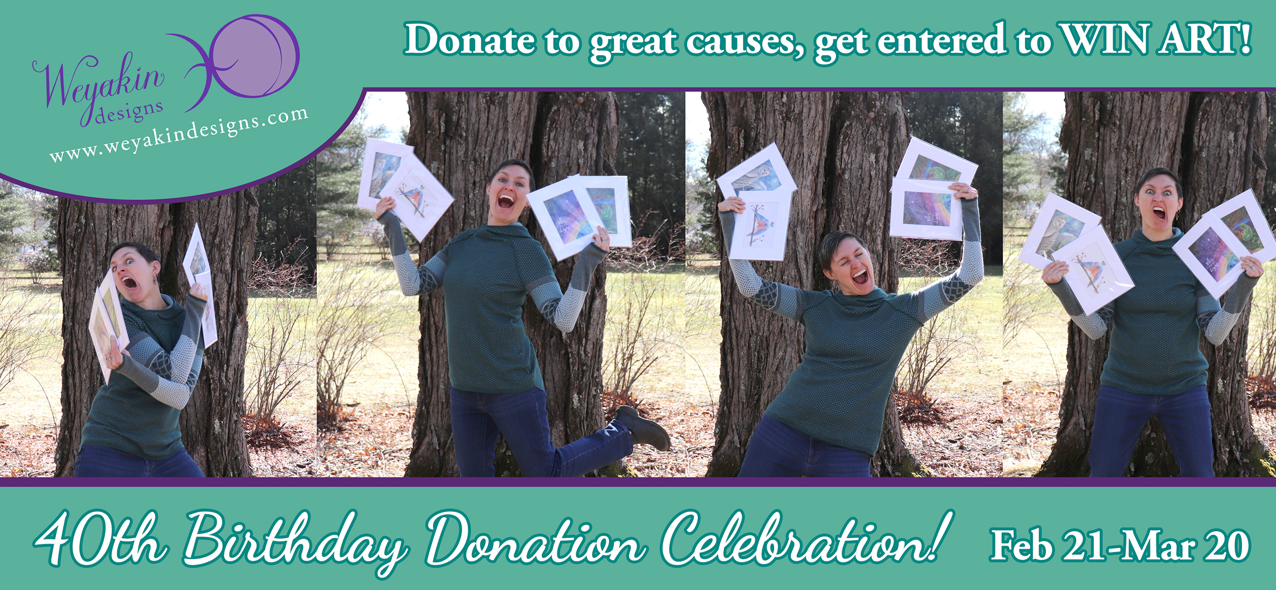 40th Birthday Donation Celebration! Donate to great causes and get entered to WIN ART! Feb 21-March 20, 2022.