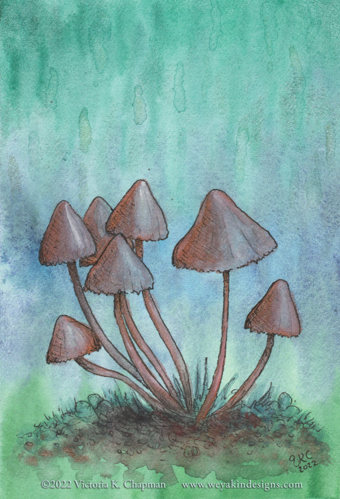 Forest Unicorns ORIGINAL Art Unicorn Mushrooms Painting, Metallic/Iridescent Details