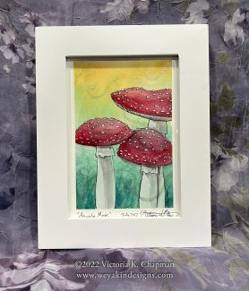 Amanita Magic ORIGINAL Art Fly Agaric Mushrooms Painting with Iridescent Details - FRAMED