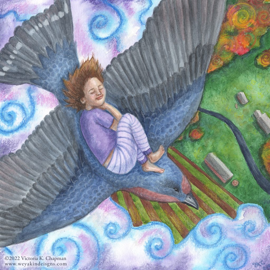Dream Flight, Kids Bedtime Illustration, Digital Art Print