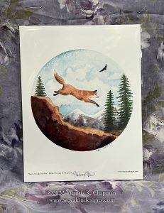 Sierra Nevada Red Fox, Nature Watercolors Digital Art Print