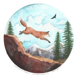 Sierra Nevada Red Fox, Nature Watercolors Digital Art Print