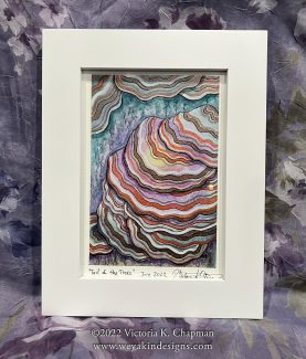 Tails of the Trees ORGINAL Art Turkey Tail Mushroom Painting, Metallic/Iridescent Details - FRAMED