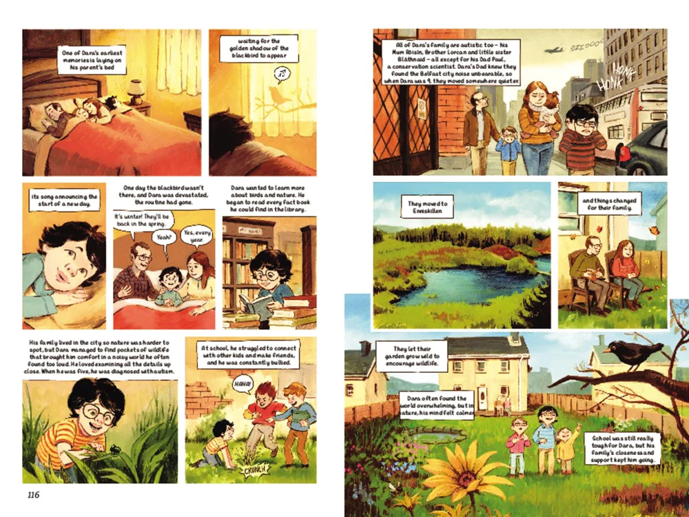 Dara McAnulty comic biography, written by Emma Reynolds and illustrated by Victoria Maderna and Federico Piatti.