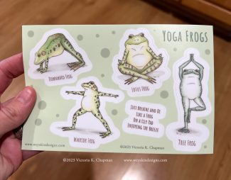 Yoga Frogs Sticker Sheet (4x6" with 5 stickers total, vinyl waterproof)