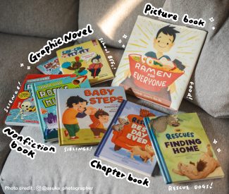 Some of Shiho Pate's Books. Graphic novels, nonfiction books, picture books, chapter books.