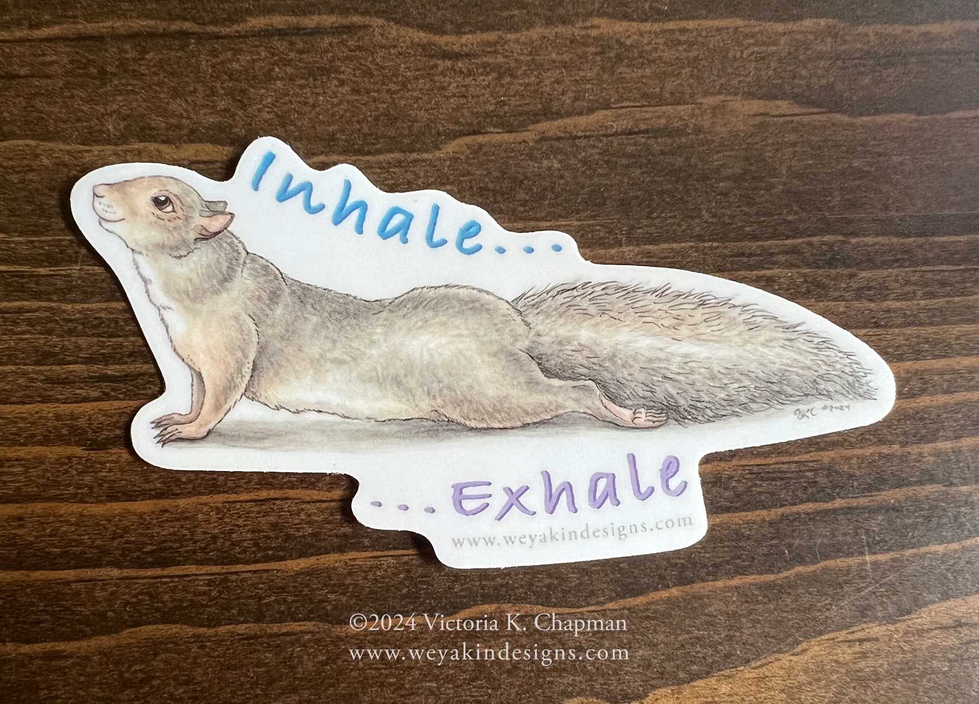 Yoga Squirrels: Cobra Pose Vinyl Art Sticker, Die-Cut and Waterproof