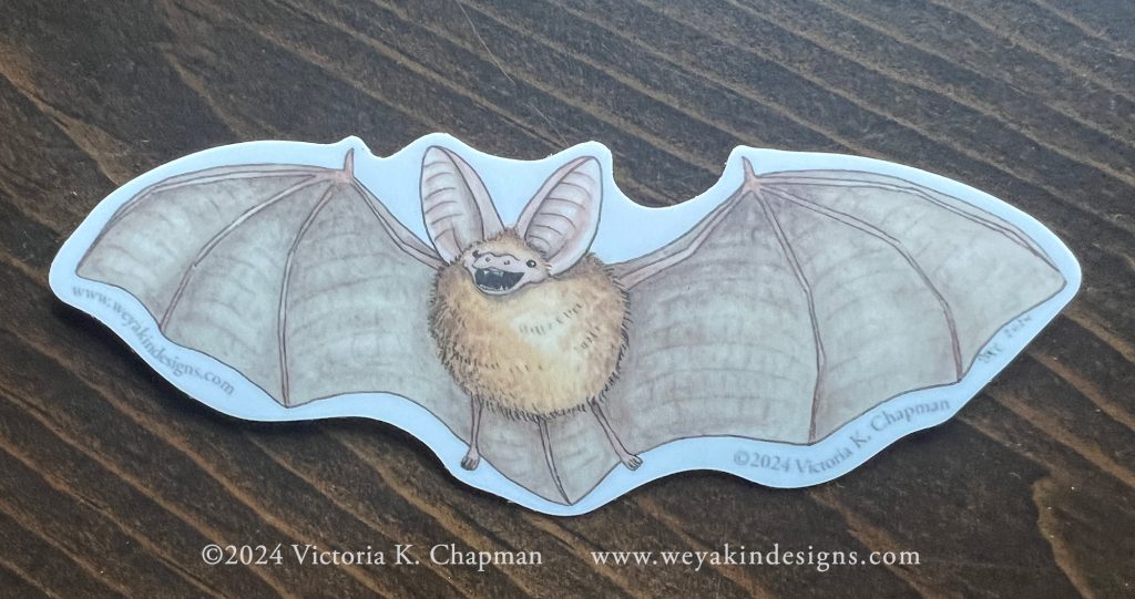 Excited for a Night Out - Northern Long-Eared Bat Vinyl Art Sticker, Die-Cut and Waterproof