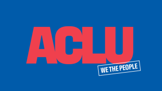 American Civil Liberties Logo in red with a blue background. ACLU. We the People. Click to view the ACLU website.